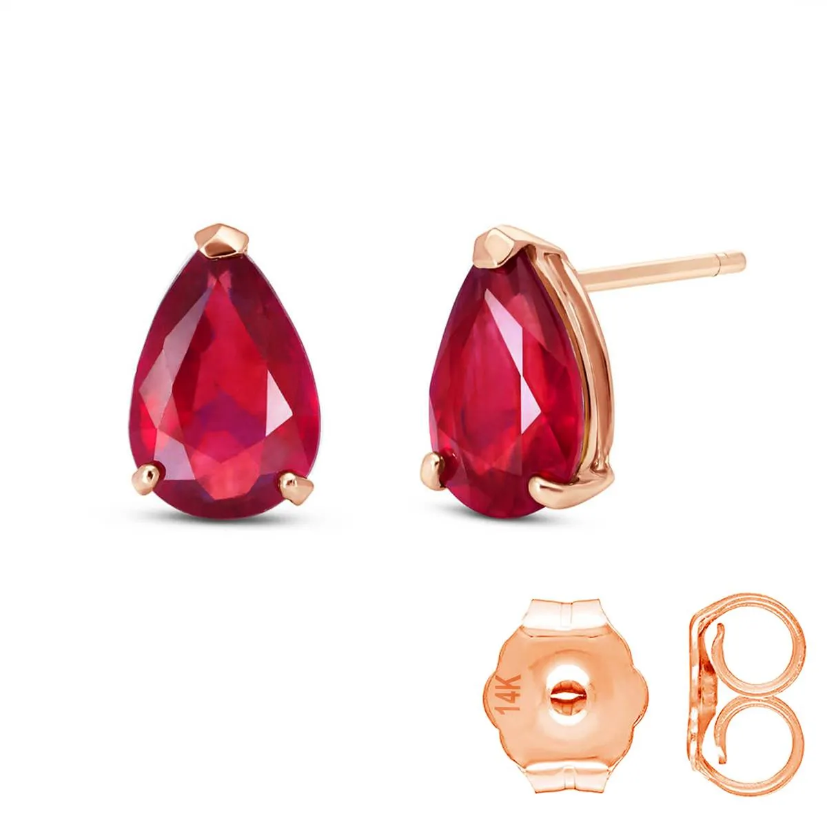 3.5 Carat 14K Solid Rose Gold Allure Ruby Stud Earrings