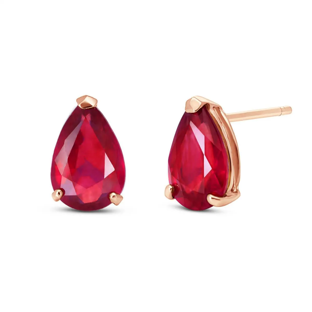 3.5 Carat 14K Solid Rose Gold Allure Ruby Stud Earrings