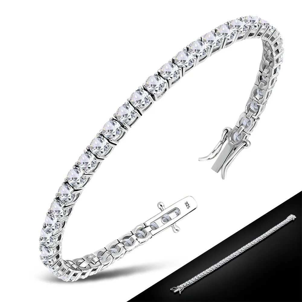 3mm Wide 18cm Long  | White CZ Sterling Silver Tennis Bracelet