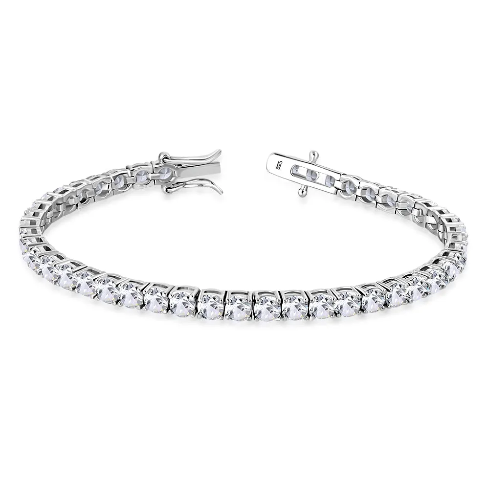 3mm Wide 18cm Long  | White CZ Sterling Silver Tennis Bracelet