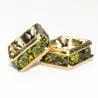 4mm Gold Plate Squaredell - Olivine (Sold by the piece)