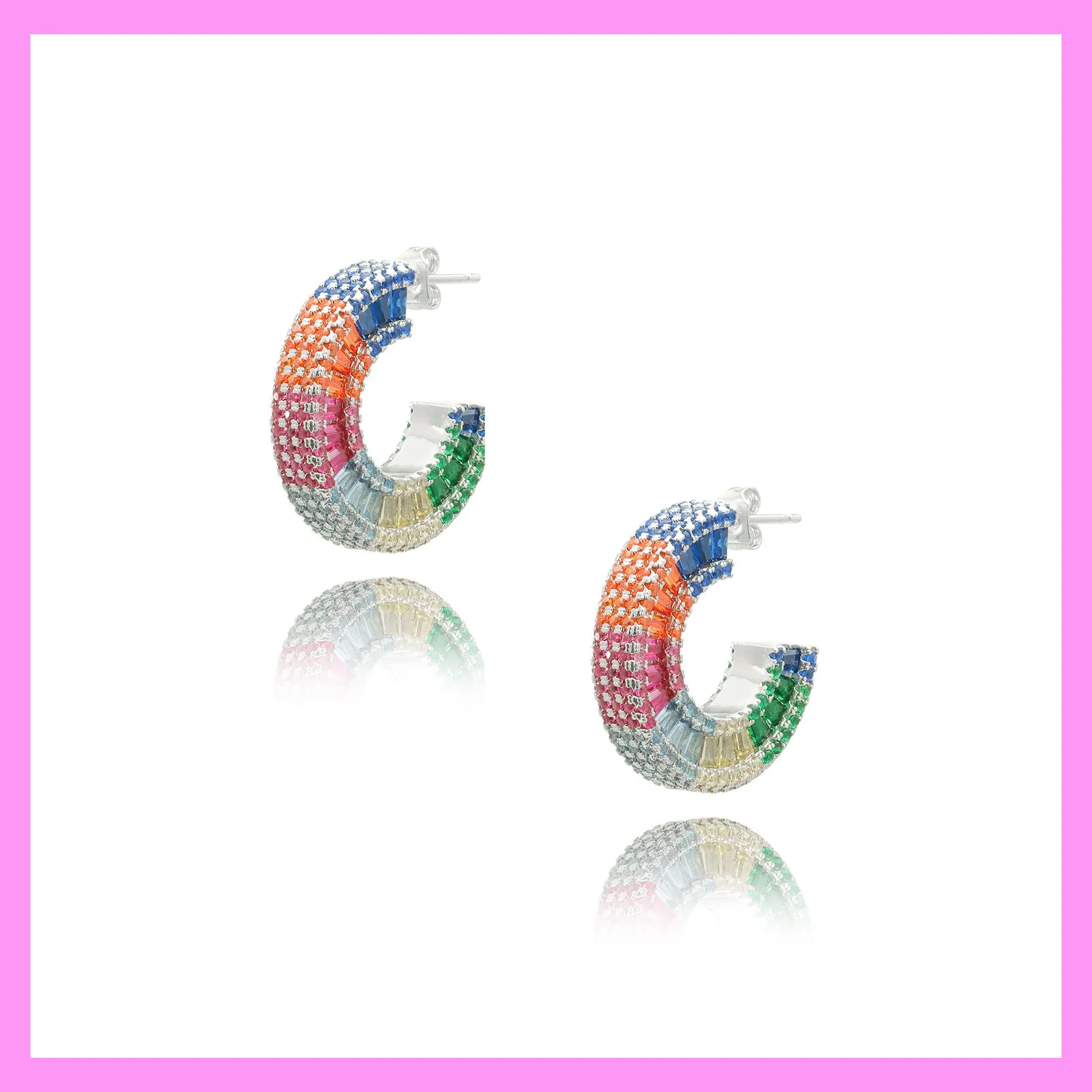 【6-58.1#】Rainbow Earrings for female fashion daily engagement wedding anniversary birthday present