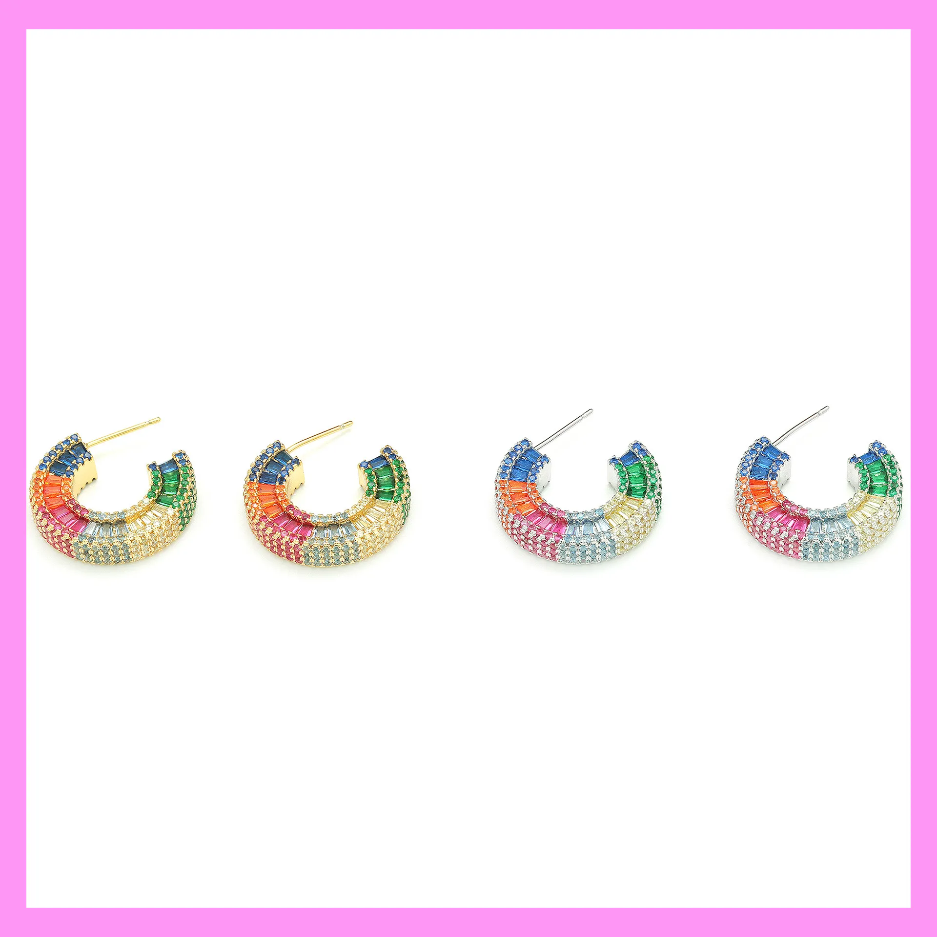 【6-58.1#】Rainbow Earrings for female fashion daily engagement wedding anniversary birthday present