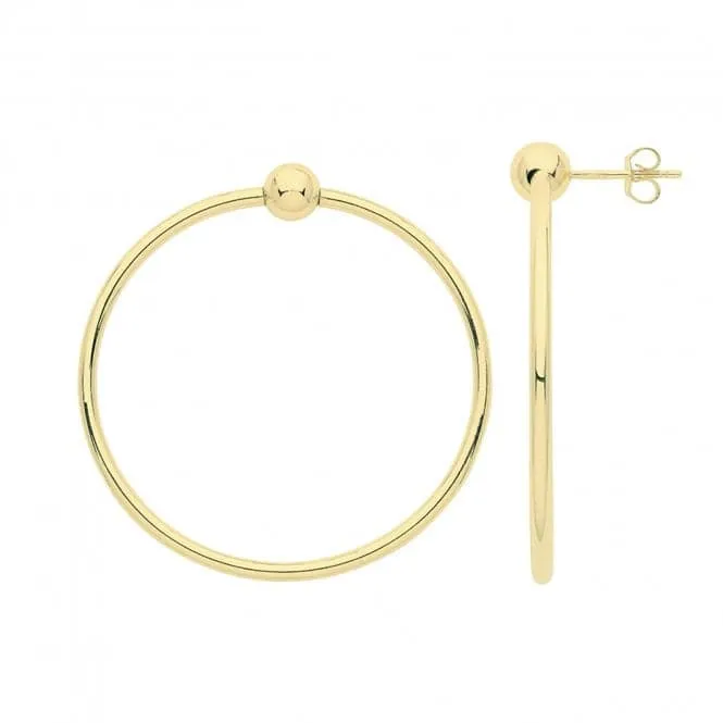 9ct Yellow Gold 25mm Hoop Earrings Drops ER945