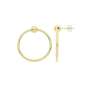 9ct Yellow Gold 25mm Hoop Earrings Drops ER945