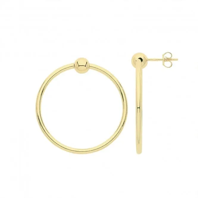 9ct Yellow Gold 25mm Hoop Earrings Drops ER945