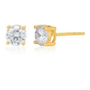 9ct Yellow Gold 5mm Cubic Zirconia Round Studs 3mm