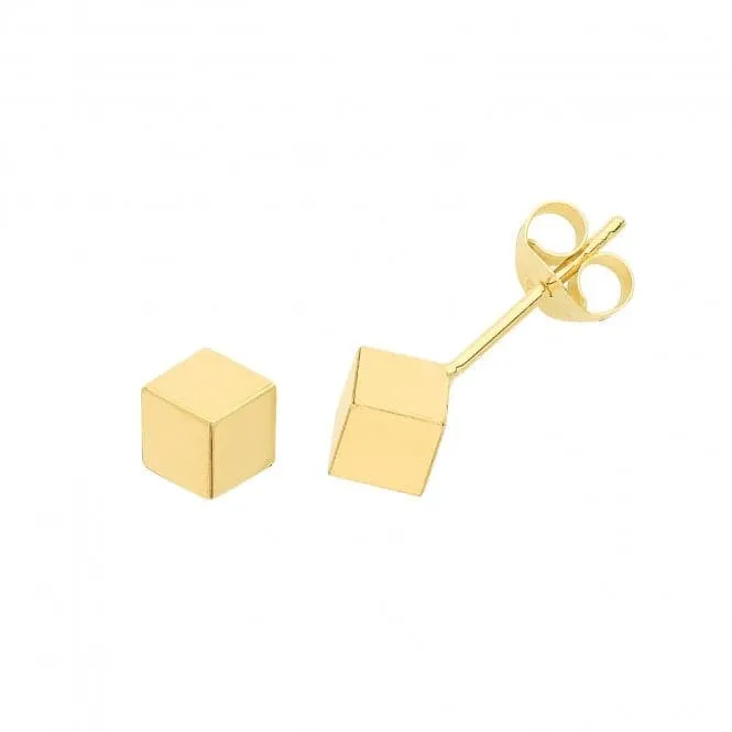 9ct Yellow Gold Cube Stud Earrings ES634