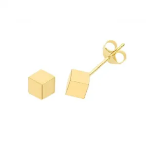 9ct Yellow Gold Cube Stud Earrings ES634