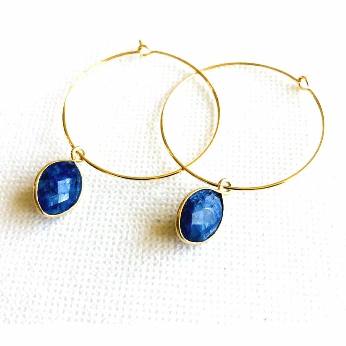 Amie Blue Lapis Hoop Earrings