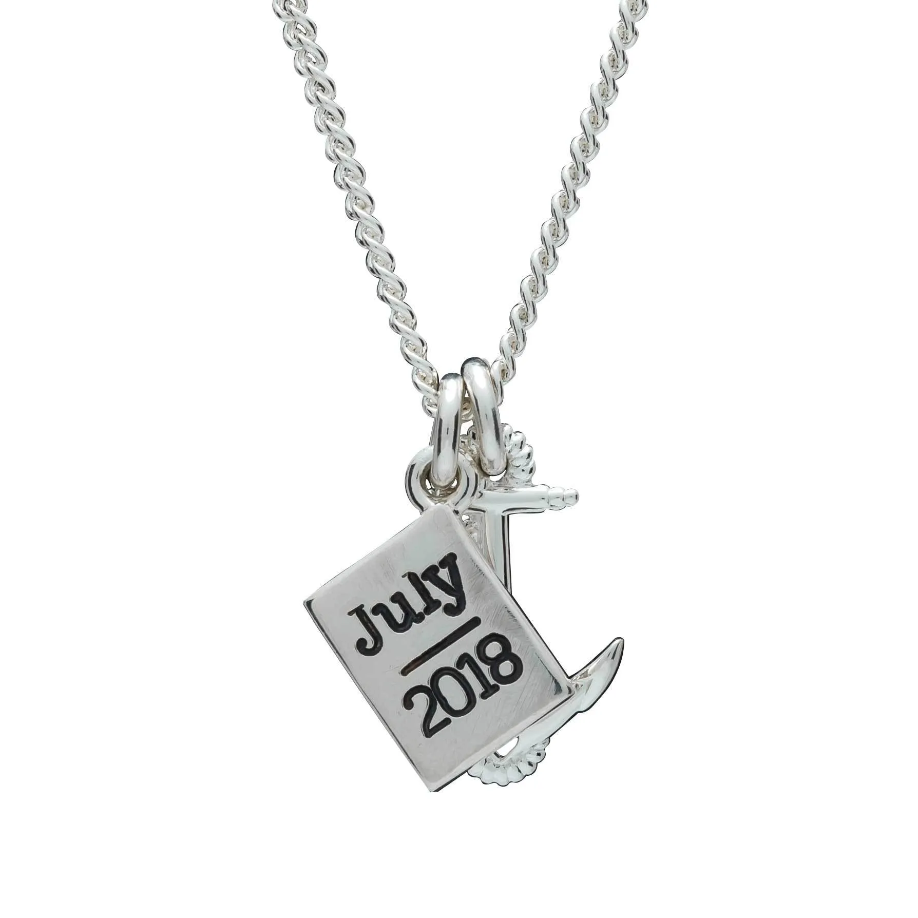 Anchor and Passport Personalised Silver Necklace