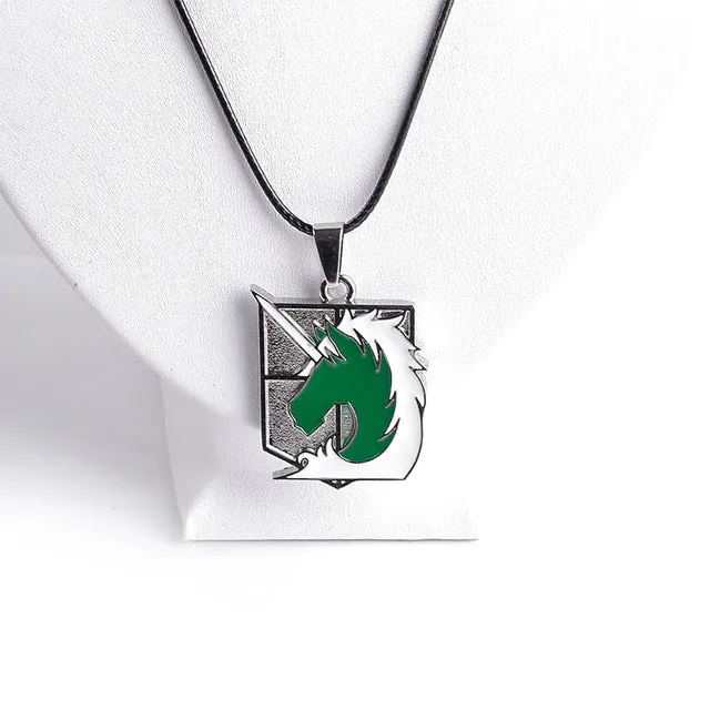 Anime "Attack on Titan" 4 corps logo Pendant  scouting legion, trainee squad,military police,stationary guard, Necklaces Jewelry