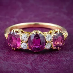 Antique Victorian Ruby Diamond Ring 2.2ct Of Ruby With Cert