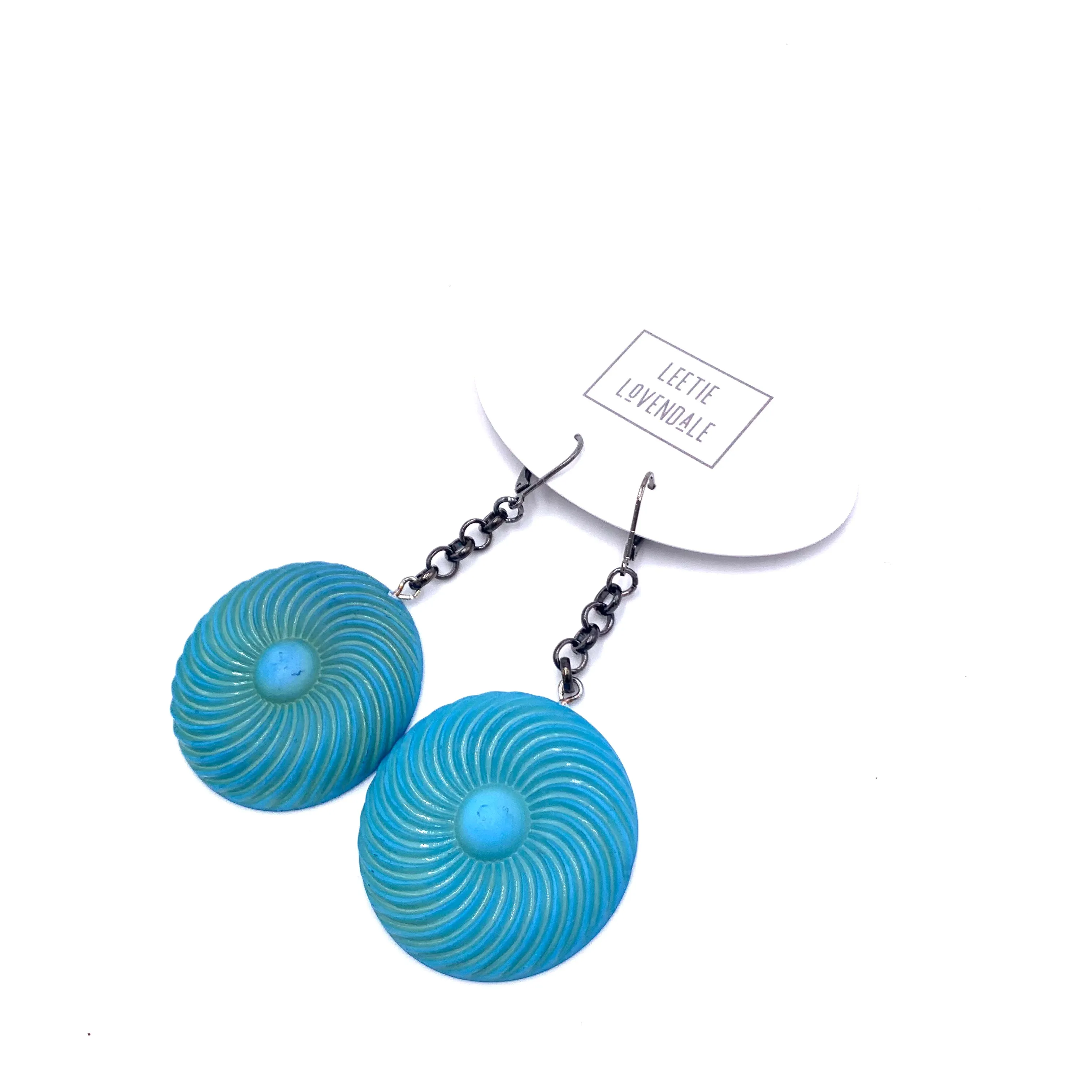 Aqua Matte Pinwheel Earrings