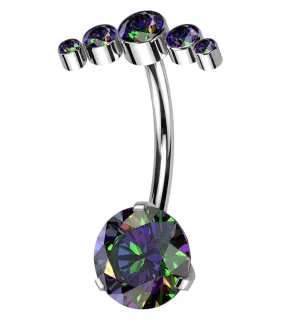 Arch Black Aurora CZ Top Titanium Threadless Belly Button Ring