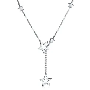 Astrology Celestial Drop Necklace with Stars Sterling Silver Lariat Design