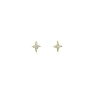 Baguette and Round Diamond Celestial Studs