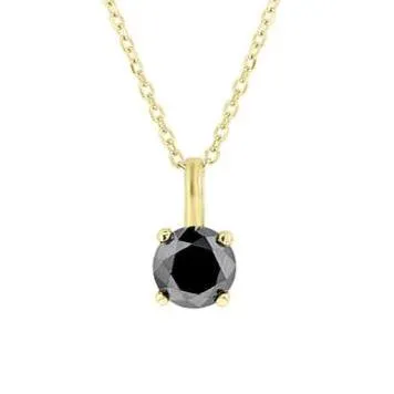 Black Diamond Solitaire Necklace 3/4ct