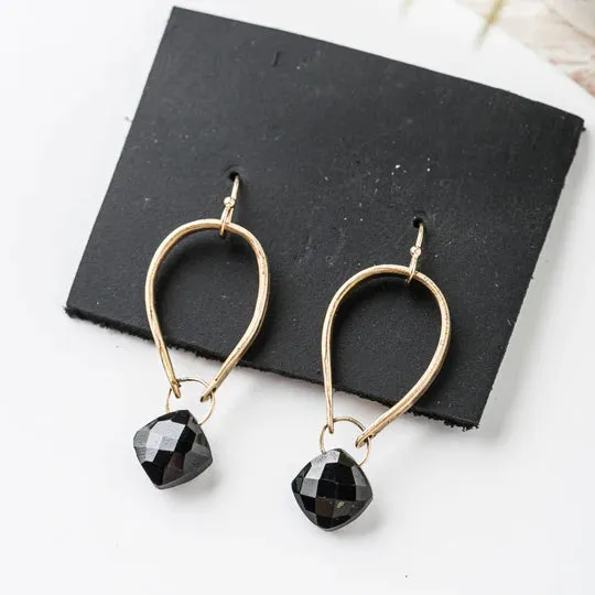 Black Garnet Arch Earrings