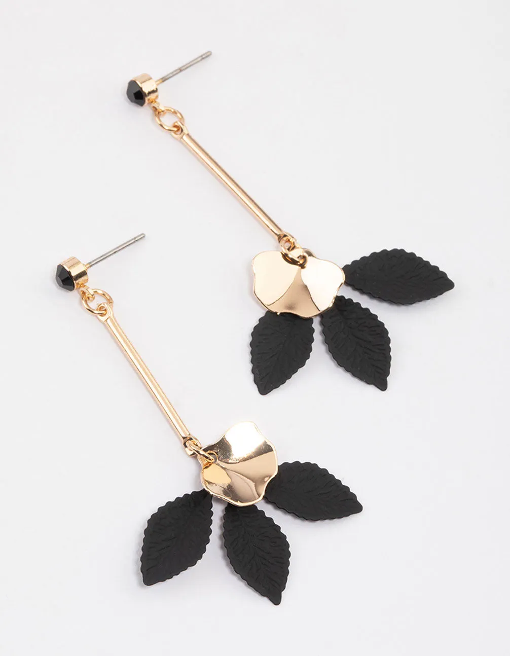 Black Triple Floral Drop Earrings