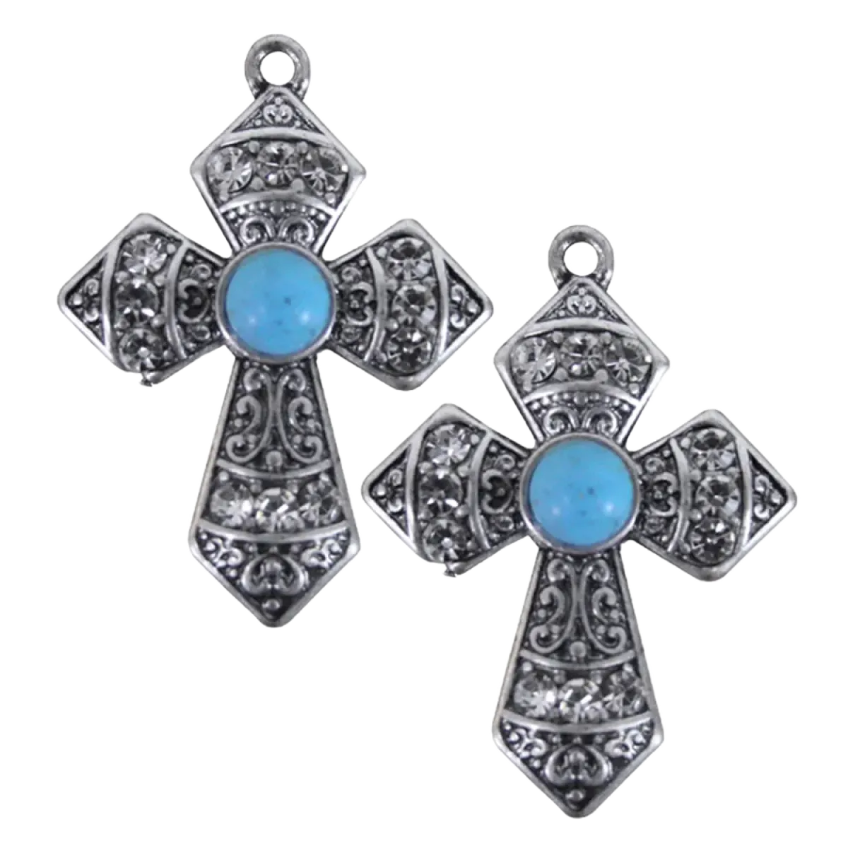 Blazin Roxx® Crystal & Turquoise Stone Cross Earrings