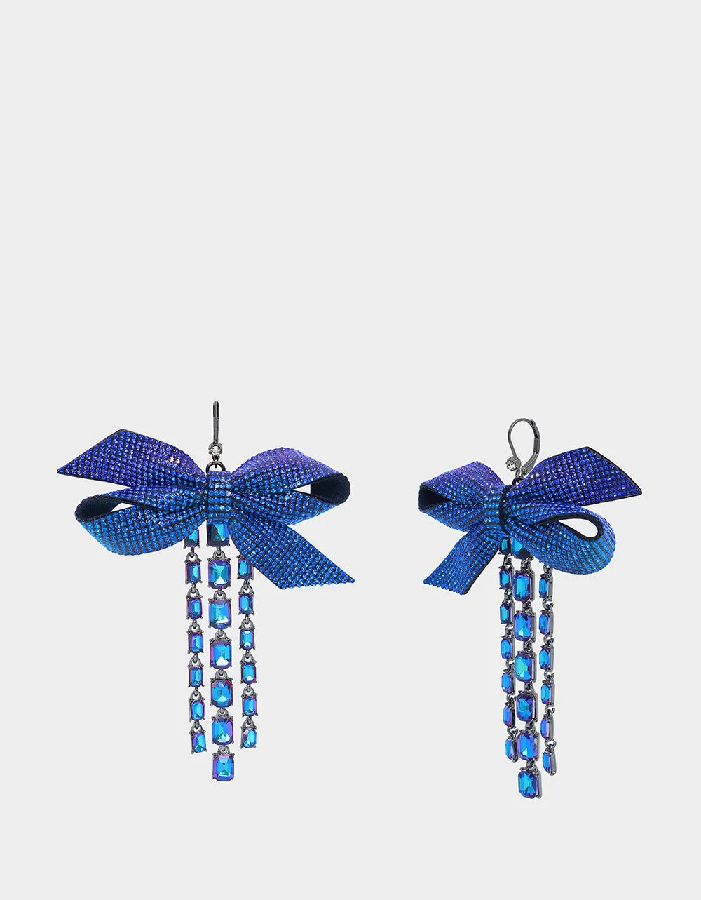 BLUE BOWS STONE BOW DROP EARRINGS BLUE