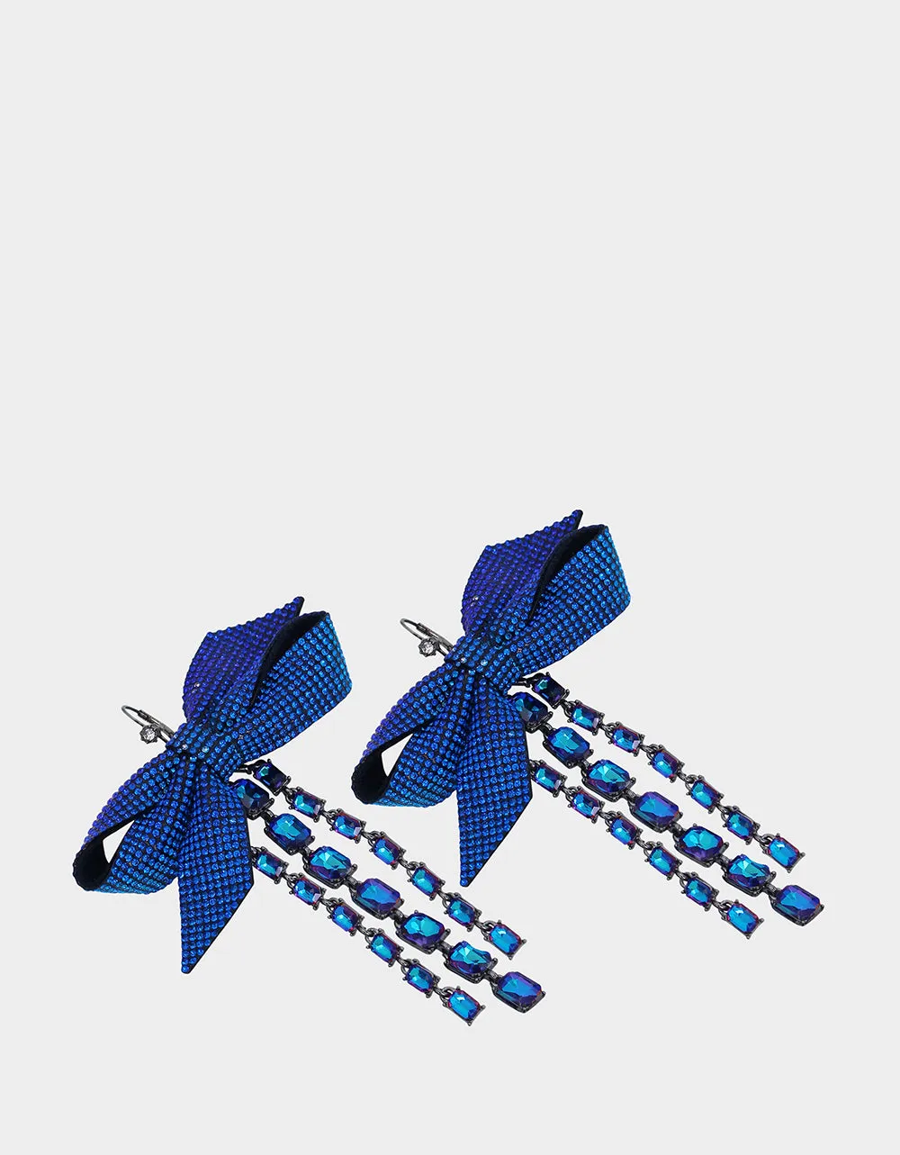 BLUE BOWS STONE BOW DROP EARRINGS BLUE