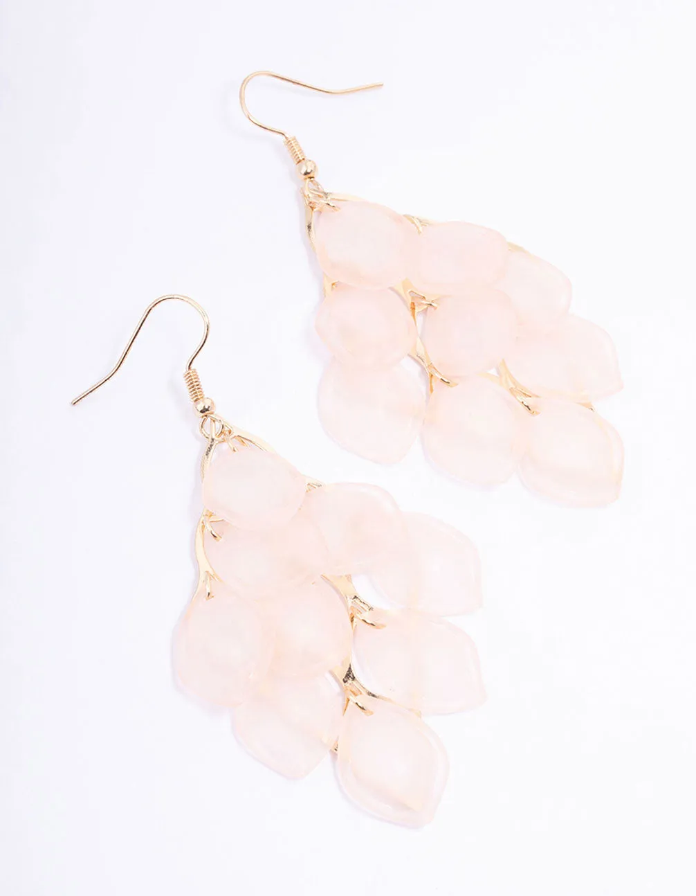 Blush Frosted Petal Diamond Drop Earrings