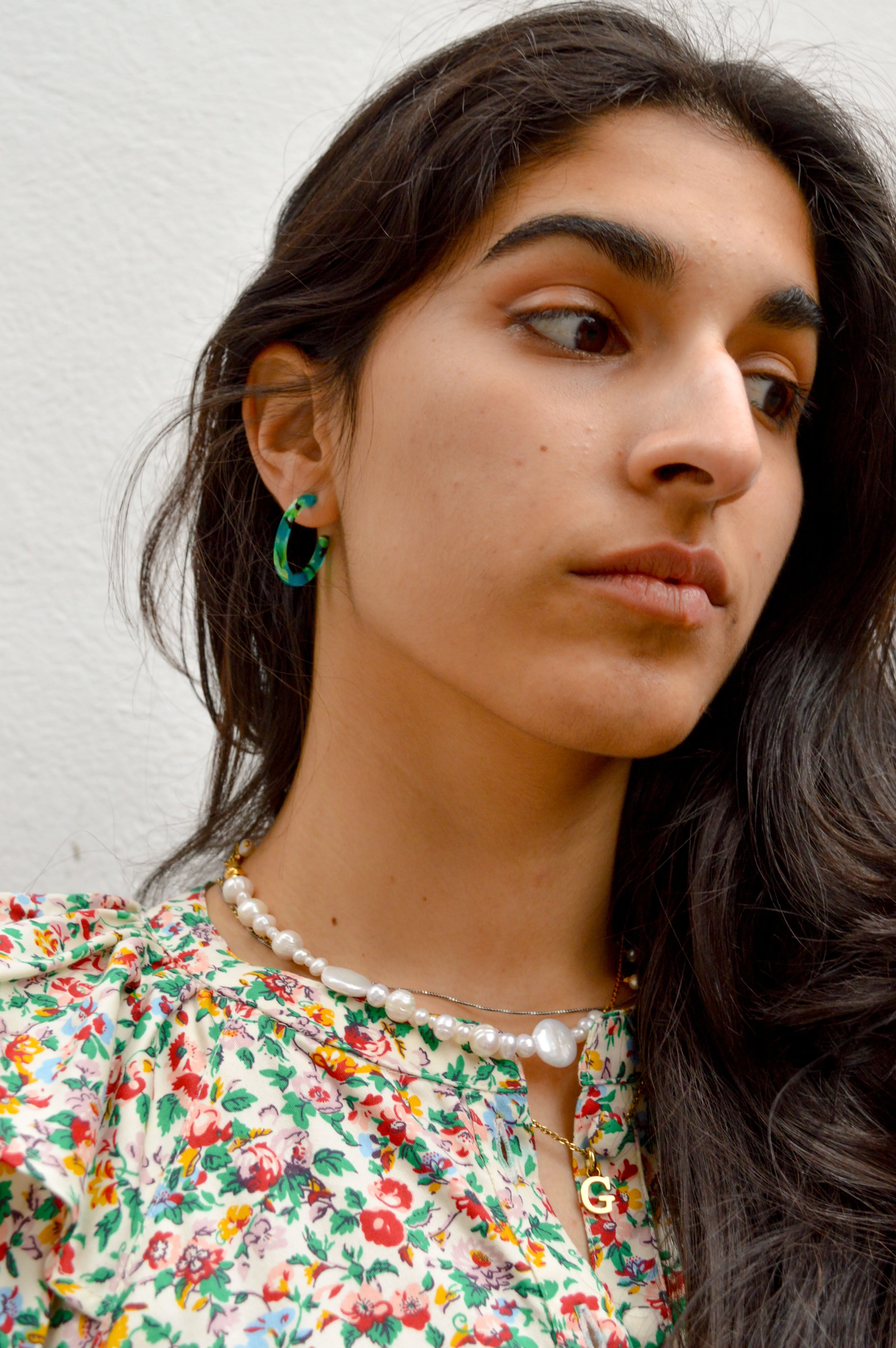 B.M.L Isla Resin Hoop Green Earrings