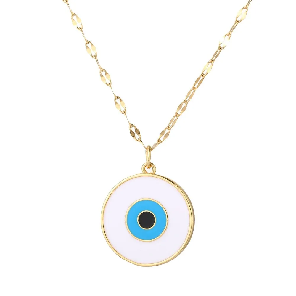 Boho Evil Bllue Eye Necklace for Women Men Snake All-seeing Eye Collar Necklace