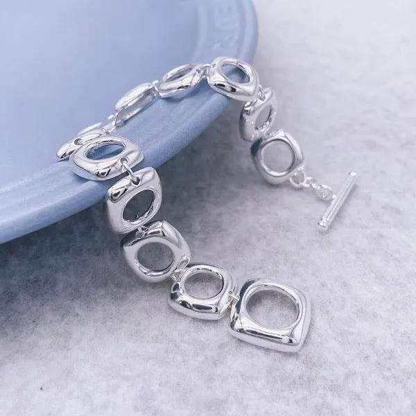 Bold Square Frame Links Bracelet-OT Buckle