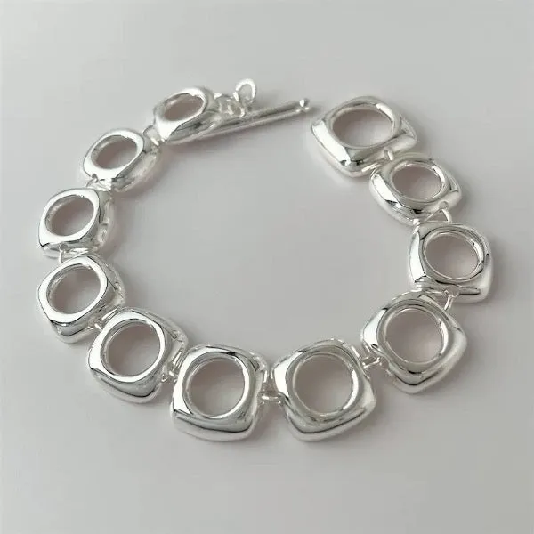 Bold Square Frame Links Bracelet-OT Buckle