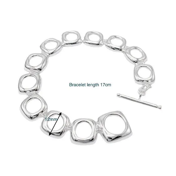 Bold Square Frame Links Bracelet-OT Buckle