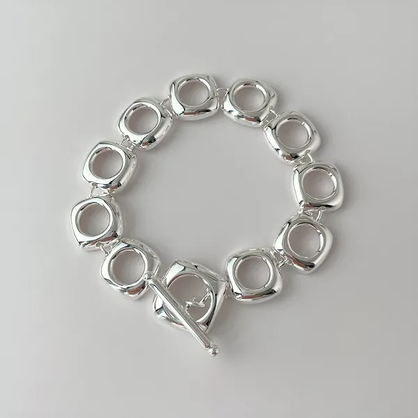 Bold Square Frame Links Bracelet-OT Buckle