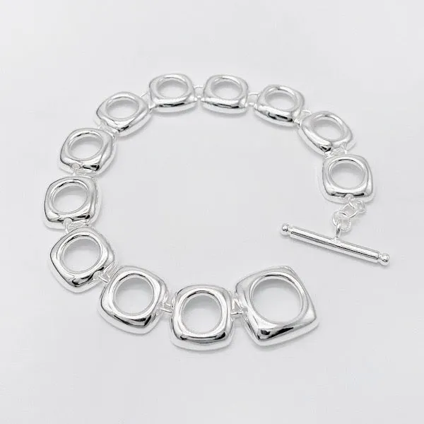 Bold Square Frame Links Bracelet-OT Buckle