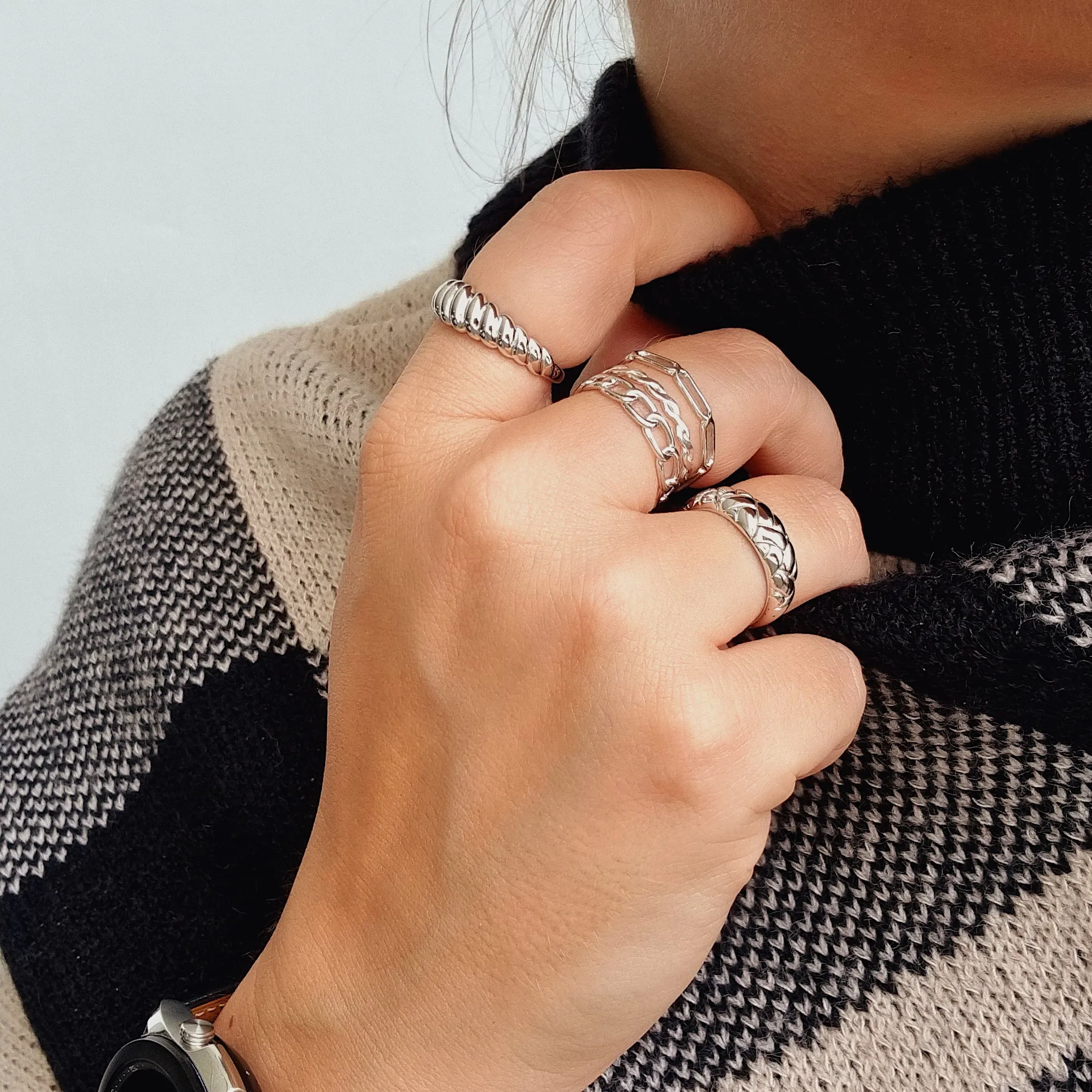 Boyfriend Chain Ring Silver