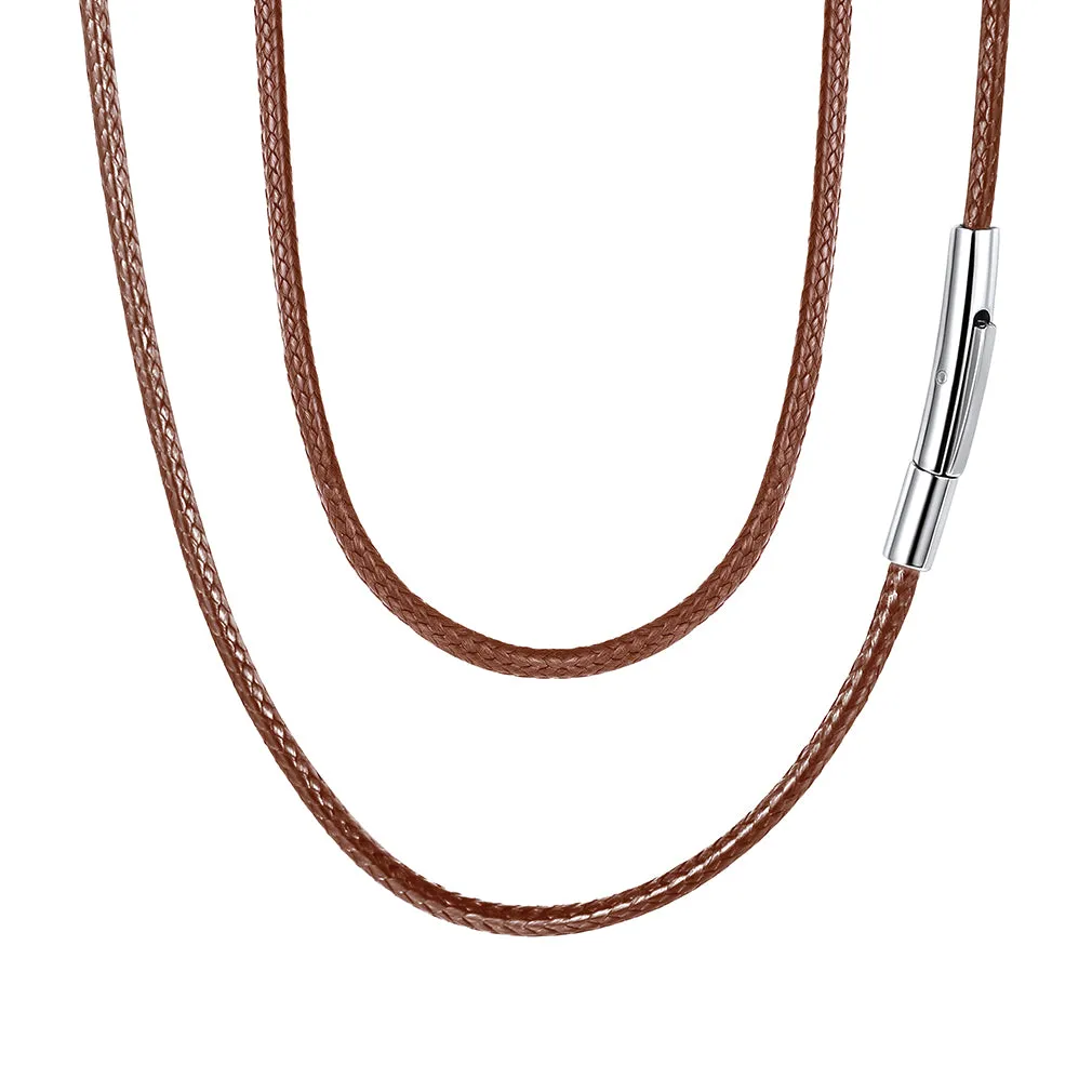 Braided Leather Cord Chain Necklace for Men 2MM/3MM