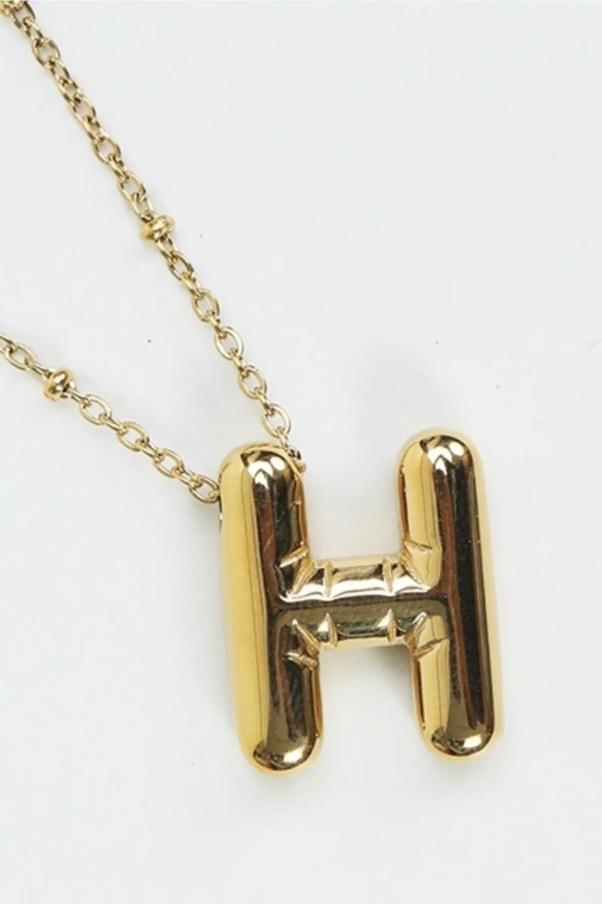 Bubble "H" Gold Initial Necklace