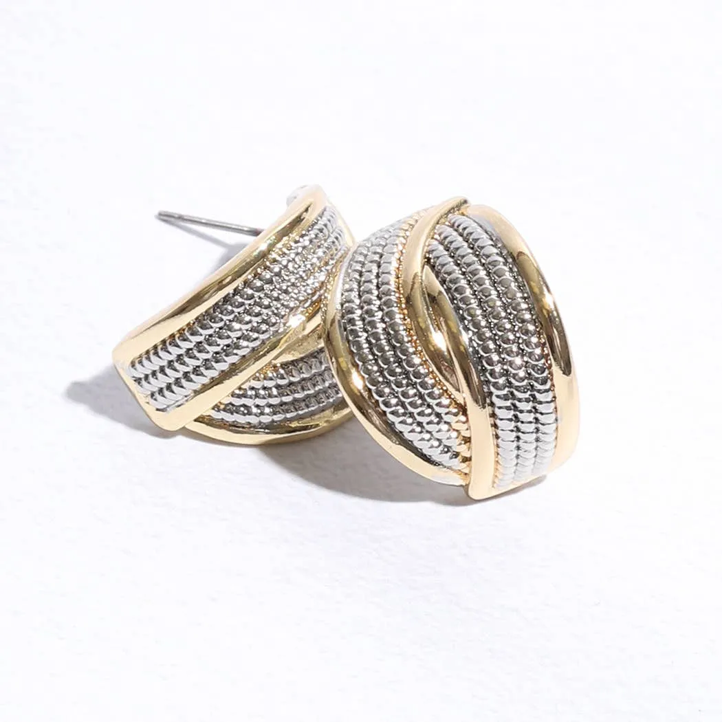 Calble Crossover Pave Post Earrings