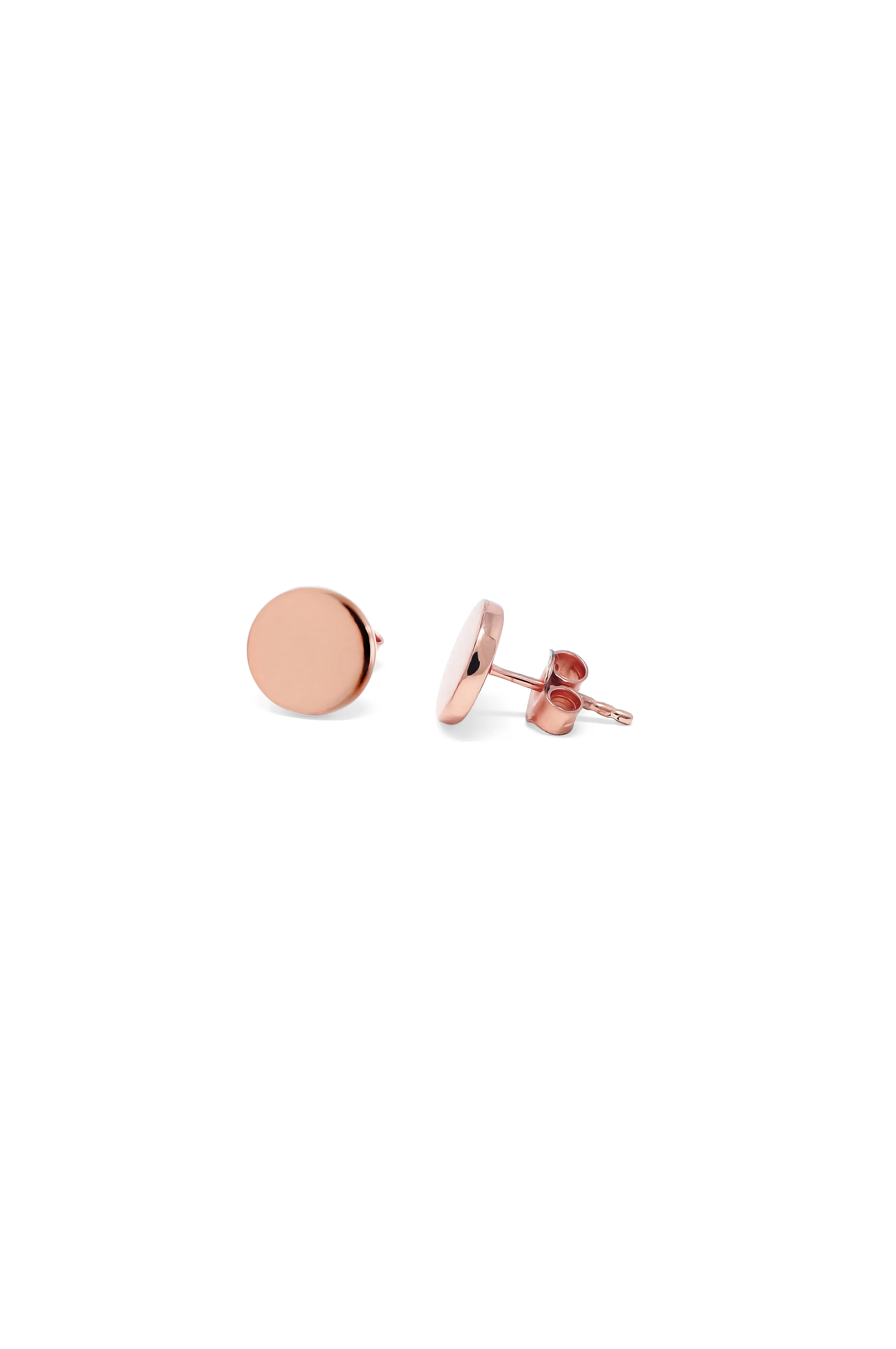 Classic Evergreen Circle Rose Gold Plated Sterling Silver Stud Earrings