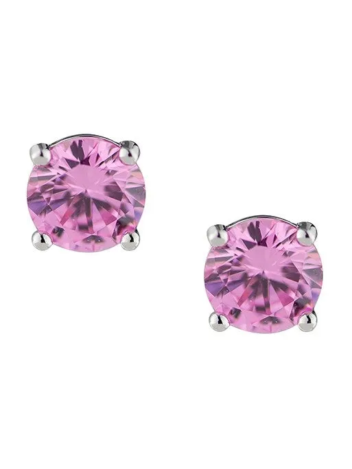 Classic Pink CZ Pierced Stud Earring