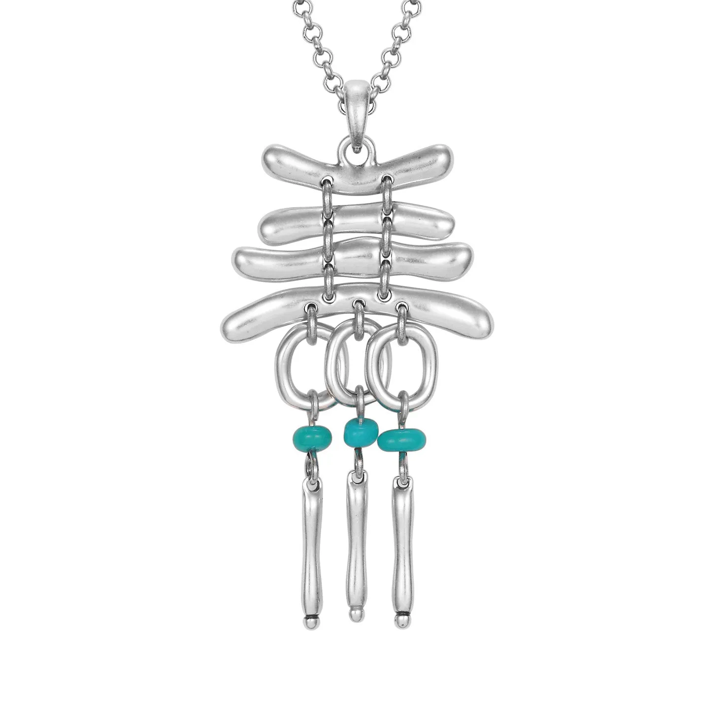 Cole Necklace - Silver/Turquoise Beads