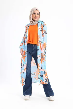 Colored Kimono with Elastic Cuffs