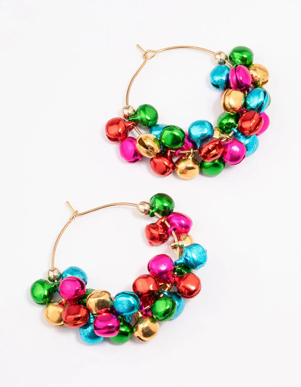 Colourful Bell Gold Hoop Earrings