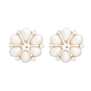 Creamy Cluster Flower Stud Earrings - Fashion Jewelry