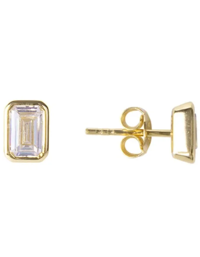 Crystal Deco Studs Gold