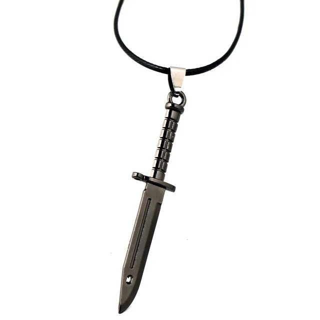 CS GO AMW AK47 Weapon Metal Necklaces Men Gun Leather Chain Neclace CSGO Collier Homme Male Neckless Best Friends M9 Jewelry