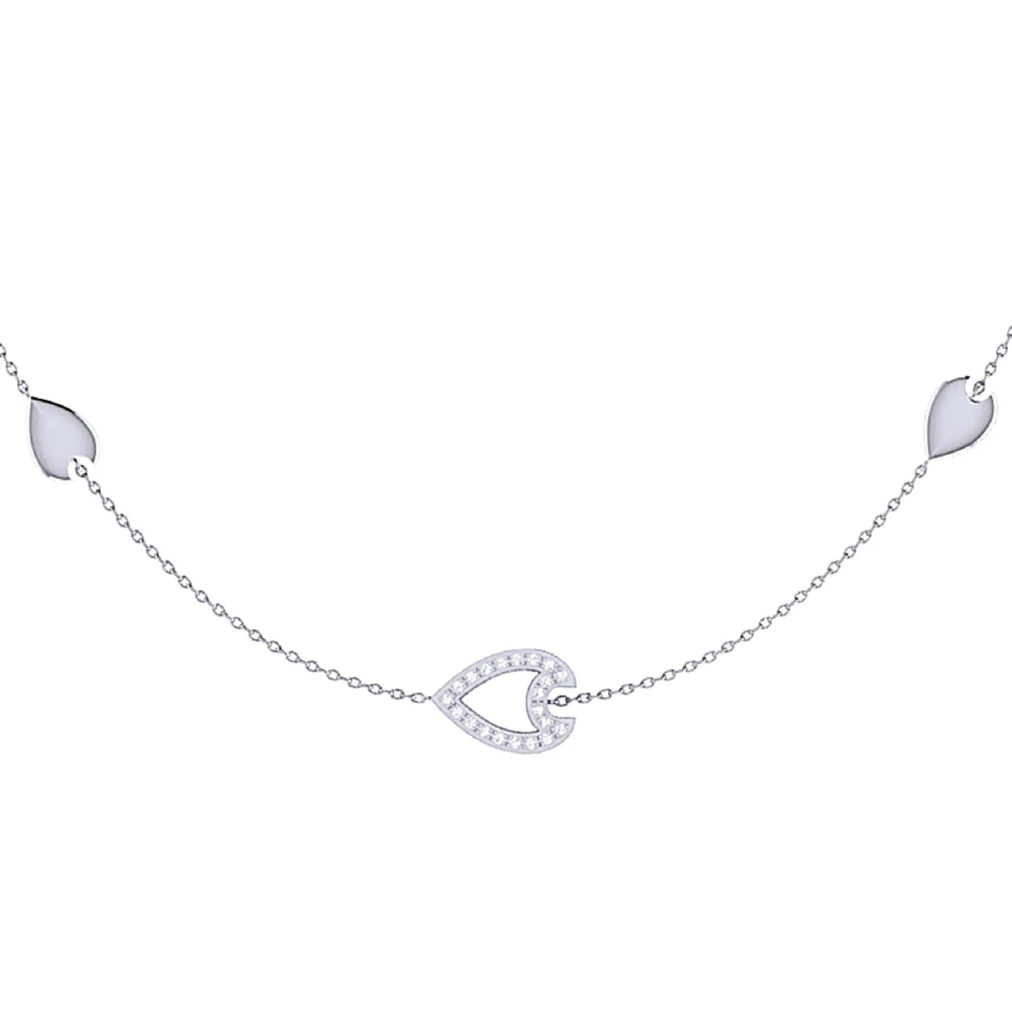 Dewdrop Serenity Layered Diamond Pendant Necklace in Sterling Silver