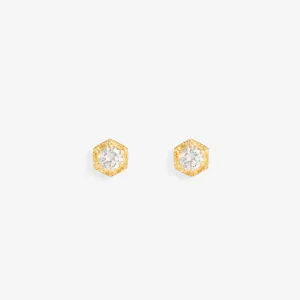 E9903W | 3.5mm White Diamond Hexagon Studs