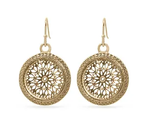 Ear Sense Earring F433 Gold Lace Circle Drop